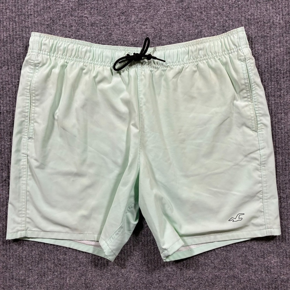 Hollister Mens Swim Trunks XL Mint Green Stretch Board Shorts Mesh Lined